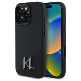 Husa MagSafe pentru Apple iPhone 16 Pro, Karl Lagerfeld, Silicone Shadow Metal Initial, Neagra