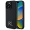 Husa MagSafe pentru Apple iPhone 16 Pro, Karl Lagerfeld, Silicone Shadow Metal Initial, Neagra