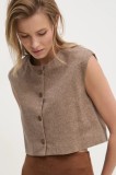 Answear Lab vesta culoarea maro, oversize
