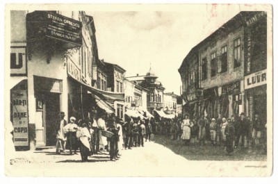 1813 - CARACAL, Street Stores, Romania - old postcard, CENSOR - used foto