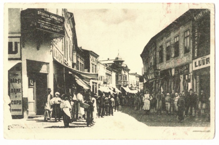 1813 - CARACAL, Street Stores, Romania - old postcard, CENSOR - used