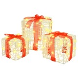 vidaXL Cutie cadou cu 60 LED 3 pcs Alb cald 20 x 20 x 20 cm Acril 42019091