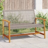 Gossi banca de gradina, gri, 112 cm, poliratan si lemn de acacia