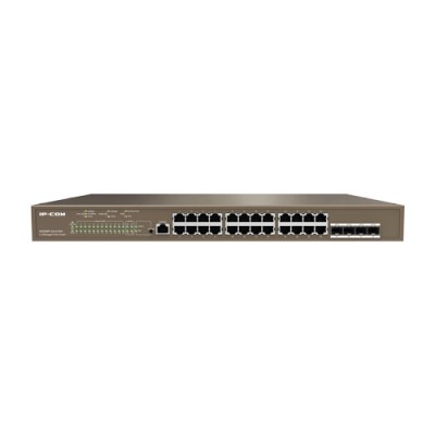 Switch 24 porturi PoE Gigabit, 4 porturi SFP Gigabit, 1 port consola,1U , L3 Management - IP-COM G5328P-24-410W foto