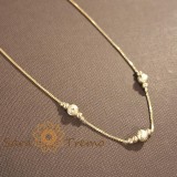 Cumpara ieftin Colier cu perle aurii satinate , elegant si clasic, 45 + 5 cm, cu lant de reglaj