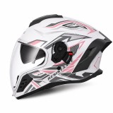 Cumpara ieftin Casca Moto/Scuter Integrala FIXATO Raptor, Protectie UV, Viziera Dubla, Design Sportiv, Alb cu Roz, XL 61-62cm