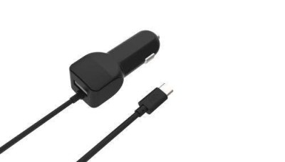 Alimentator USB bricheta auto cu cablu USB C 2 iesiri 2.4A negru Well foto