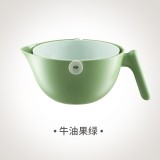 Bol cu Doua Straturi, Flippy, pentru Fructe, Legume, cu Strat de Scurgere a Apei, Verde-Alb
