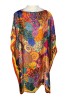 Rochie Poncho Dama Dacali, One Size, Vascoza &amp; Matase, Lungime Midi, Rosu/Galben