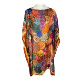 Rochie tip poncho T dama, Dacali, rosu/galben, one size