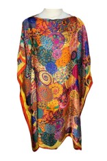 Rochie tip poncho T dama, Dacali, rosu/galben, one size
