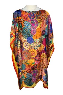 Rochie tip poncho T dama, Dacali, rosu/galben, one size foto
