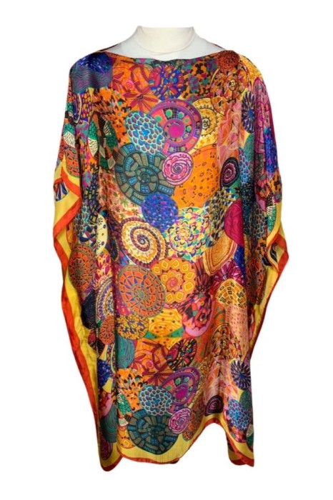 Rochie tip poncho T dama, Dacali, rosu/galben, one size