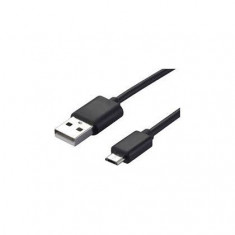 Cablu de date plat, MicroUSB (metal plug) Negru