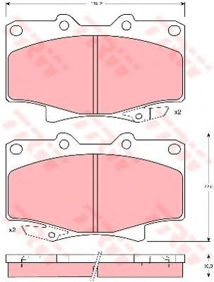 Set placute frana,frana disc TOYOTA HILUX II pick-up (LN8, RN5, LN6, YN6, YN5, LN5, RN6) (1983 - 2005) TRW GDB1154