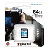 Sd card kingston 64gb canvas go plus clasa 10 uhs-i speed up to 170 mb/s