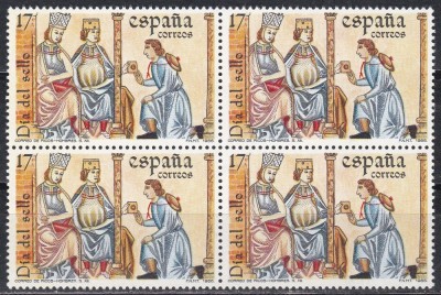 Spania 1986 - Ziua Timbrului, Bloc de 4, MNH foto