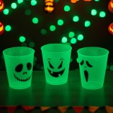 Set Pahare Plastic, Glow in the Dark, Cranii, 3 Bucăți