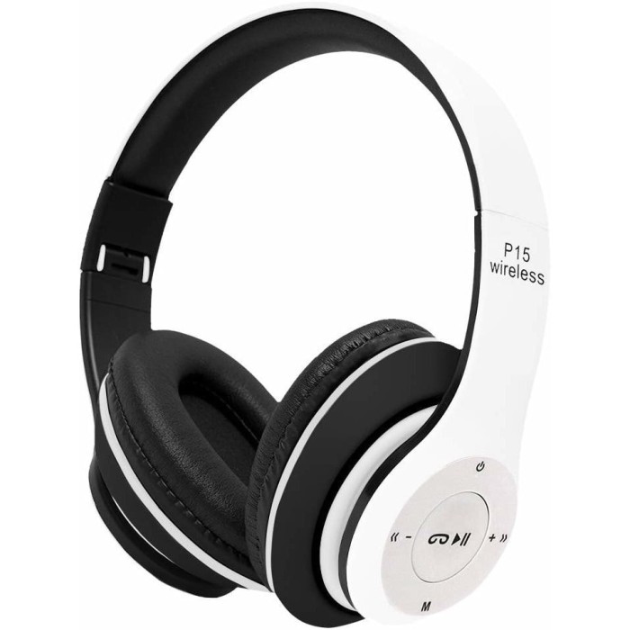 Casti wireless cu microfon si radio P15 alb Pangpai