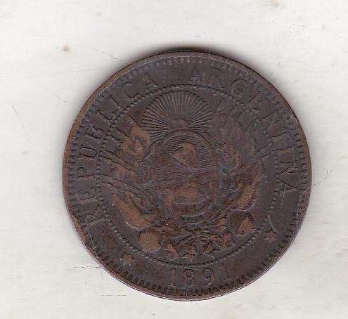 bnk mnd Argentina 2 centavos 1891 stare buna