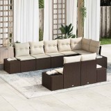 Cumpara ieftin Set de canapele pentru grădină cu pernă 8 pcs maro și crem