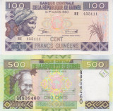 Bancnota Guineea 100 si 500 2015 - PA47/47 UNC ( set x2 )
