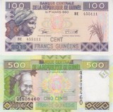 Bancnota Guineea 100 si 500 2015 - PA47/47 UNC ( set x2 )