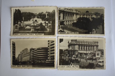 patru fotografii vechi dupa carti postale cu Bucuresti foto