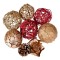 Set Potpourri Decorativ Crăciun, Model Sfere, Culoare Roșu și Auriu, Material Lemn, 8 Bucăți