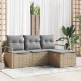 vidaXL Set de canapele pentru grădină 4 pcs Bej Rattan poli 3346330