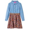 Rochie pentru copii cu m&acirc;neci lungi, bleumarin și albastru denim, 104, vidaXL