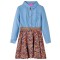 Rochie pentru copii cu m&acirc;neci lungi, bleumarin și albastru denim, 104