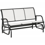 Cumpara ieftin Outsunny Bancă Balansoar de Grădina cu 3 Locuri din Metal și Țesătură, 151x75x85 cm, Alb