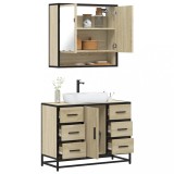 VidaXL Set mobilier de baie, 2 piese, stejar sonoma, lemn prelucrat