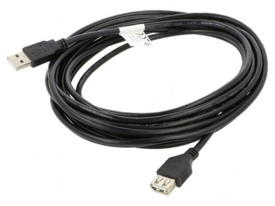 Cablu USB 2.0 A-A 5m negru cu mufe aurite foto