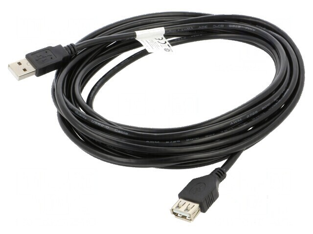 Cablu USB 2.0 A-A 5m negru cu mufe aurite