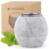 Bol aromaterapie sauna Navaris, din piatra steatit, 5x5x5 cm, gri, 61164.01