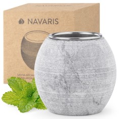 Bol aromaterapie sauna Navaris, din piatra steatit, 5x5x5 cm, gri, 61164.01