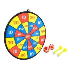 Joc de darts pentru copii cu 2 sageti si 2 mingi,material velcro,diametru 36 cm - Multicolor