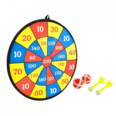 Joc de darts pentru copii cu 2 sageti si 2 mingi material velcro de diametru 36 cm, multicolor