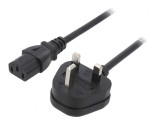 Cablu 3x0,75mm2 BS 1363 IEC C13 mamă PVC 1m negru
