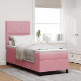 vidaXL Pat cu arcuri cu saltea cu headboard Roz 80 x 200 cm Catifea