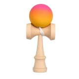 Jucarie interactiva kendama, flippy, din lemn, 18 cm, joc de indemanare pentru copii si adulti, model gradient 13, roz/portocaliu/galben