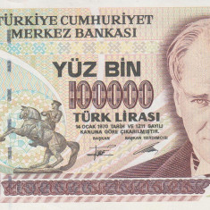 Bancnota Turcia 100.000 Lire 1970 (1994) - P205b UNC ( serie D, mai rara )