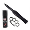 Set briceag automat de vanatoare, spray paralizant chili si rozeta autoaparare DEPOX&reg;, 23 cm/60 ml/12 cm, negru