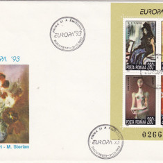 ROMANIA 1993 LP 1316 EUROPA '93 BLOC/PLIC PRIMA ZI A EMISIUNII