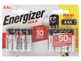 Baterie alcalină AA 1.5V nere&icirc;ncărcabilă 8 buc MAX, Energizer