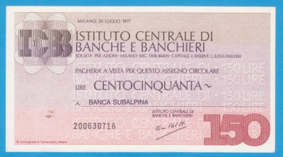 (1) CEC BANCAR ITALIAN - INSTITUTO CENTRALE DI BANCHE E BANCHIERI- 150 LIRE 1977 foto