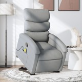 vidaXL Fotoliu de masaj rabatabil cu ridicare, gri deschis, textil