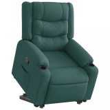 VidaXL Fotoliu rabatabil ridicare pe verticală, verde &icirc;nchis, textil